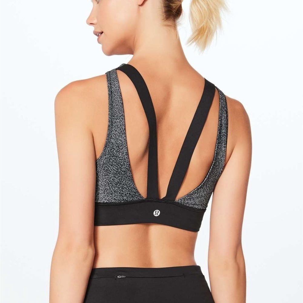 Lululemon Run The Day Bra - Fractal Dark Starlight Black Size 6